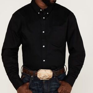 Rank-45 Men's Black Casual Button Down Shirt